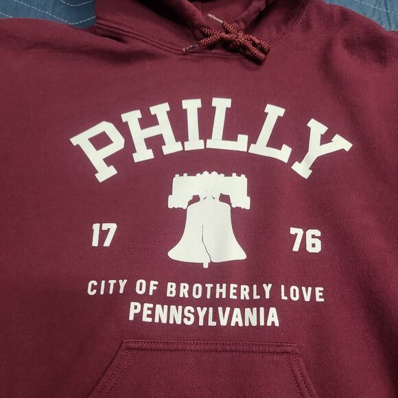 Philly Hoodie Sweatshirt Adult Small City of Brotherly Love Gildan Boho Grunge - Picture 2 of 5